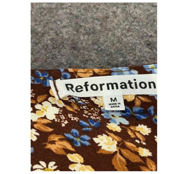 Reformation Blake Mini Dress – Brown Blue Floral, Size M - Picture 8 of 8